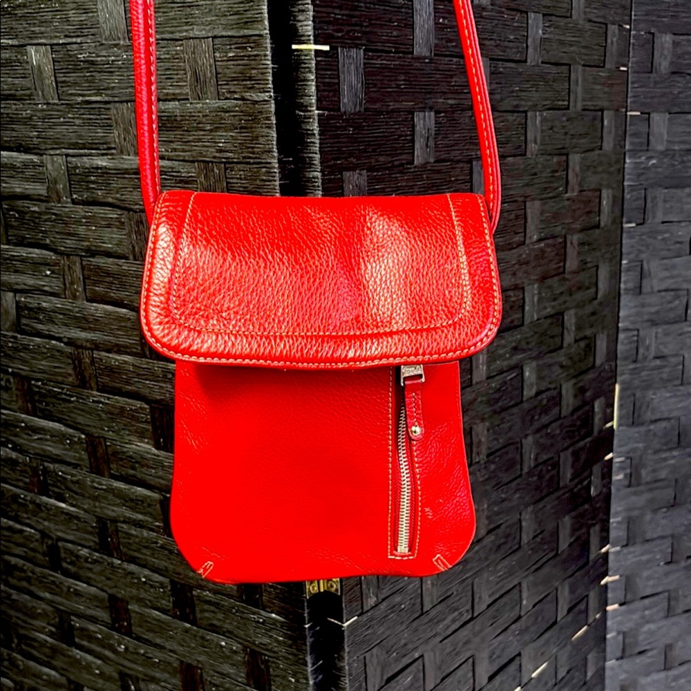 Red Leather Crossbody Bag - Women's Shoulder Purse
